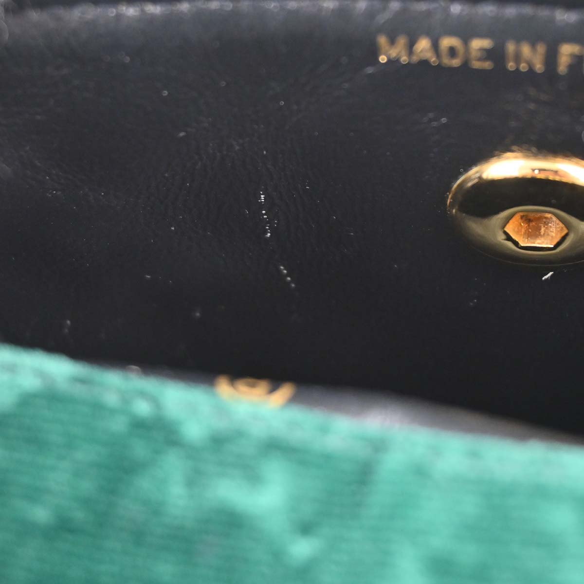 Chanel Green Velvet Straight Flap Shoulder Bag
