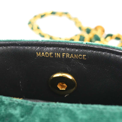 Chanel Green Velvet Straight Flap Shoulder Bag