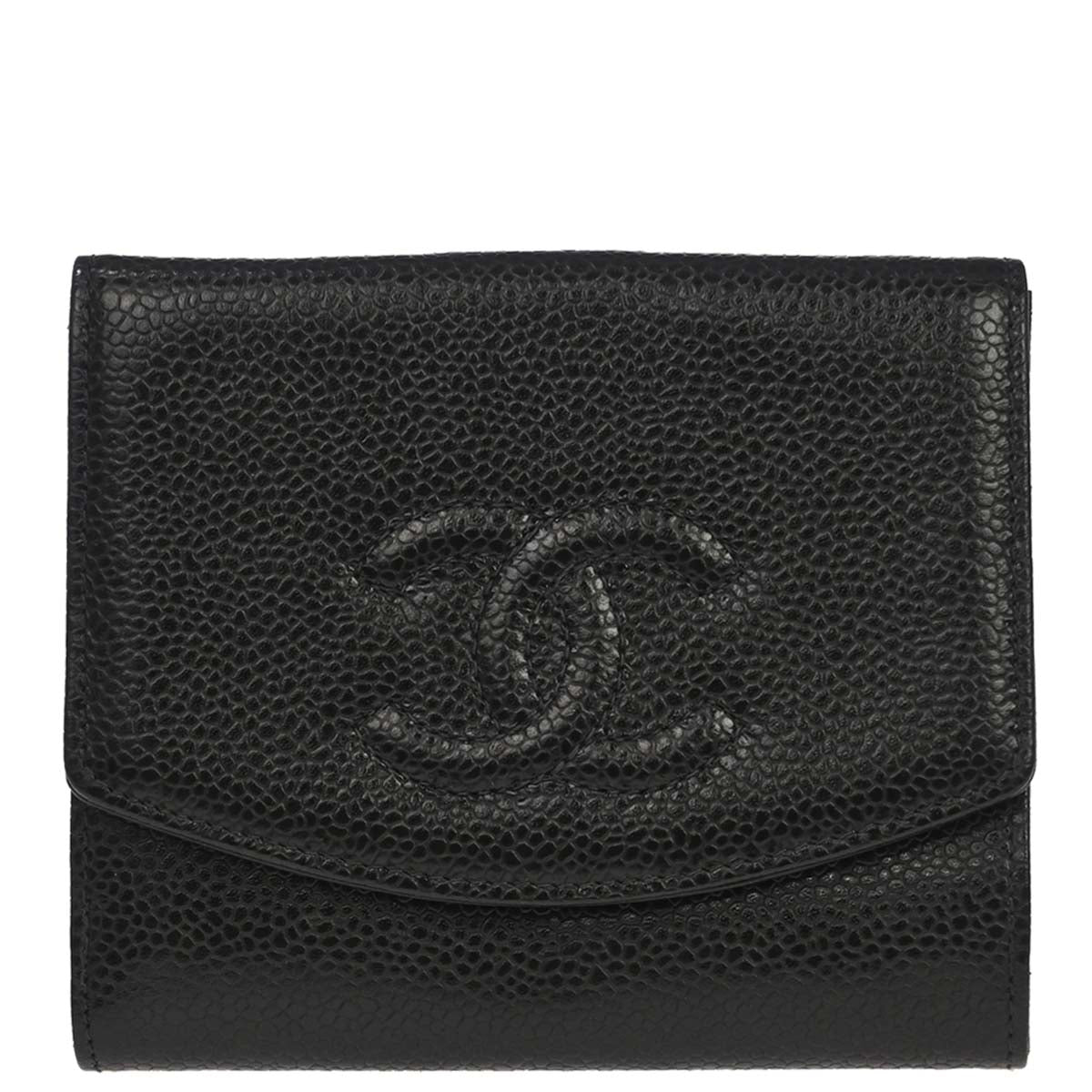 Chanel 2000-2002 Black Caviar Skin Bifold Wallet