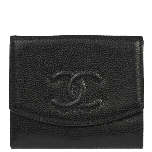 Chanel 2000-2002 Black Caviar Skin Bifold Wallet