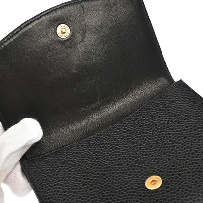 Chanel 2000-2002 Black Caviar Skin Bifold Wallet