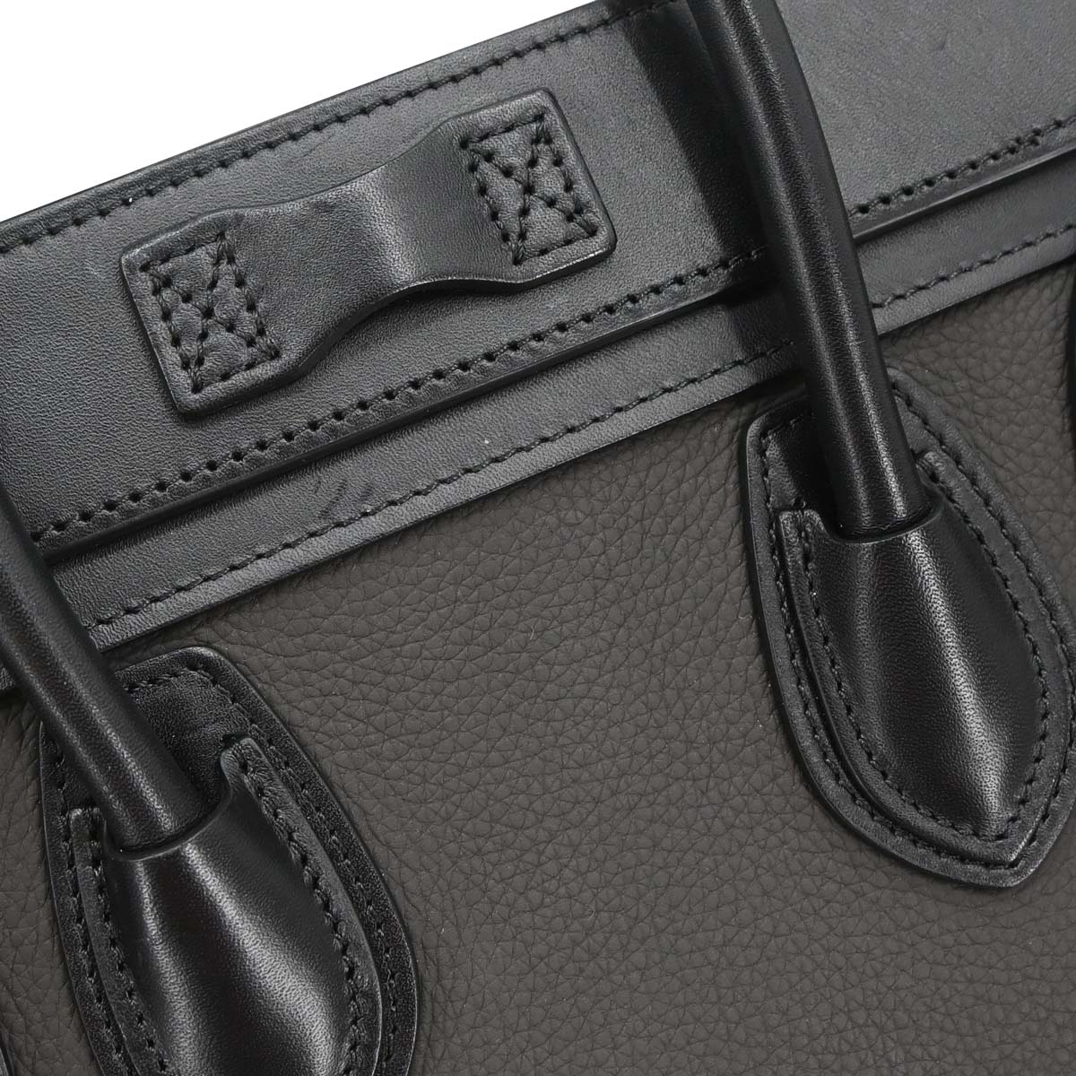 Celine Brown Leather Nano Luggage 2way Shoulder Tote Handbag