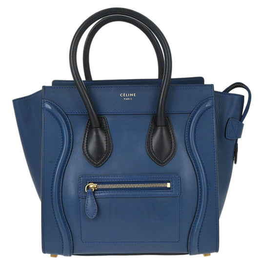 Celine Blue Leather Micro Luggage Tote Bag