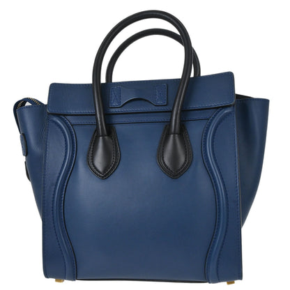 Celine Blue Leather Micro Luggage Tote Bag