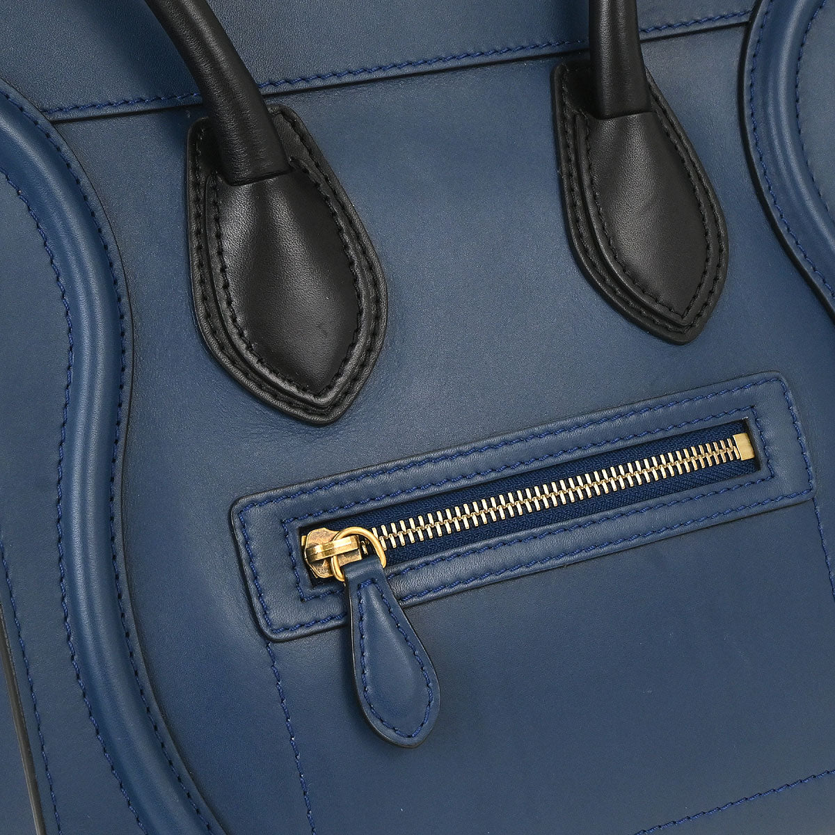 Celine Blue Leather Micro Luggage Tote Bag