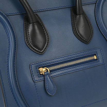 Celine Blue Leather Micro Luggage Tote Bag