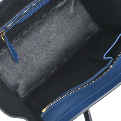 Celine Blue Leather Micro Luggage Tote Bag