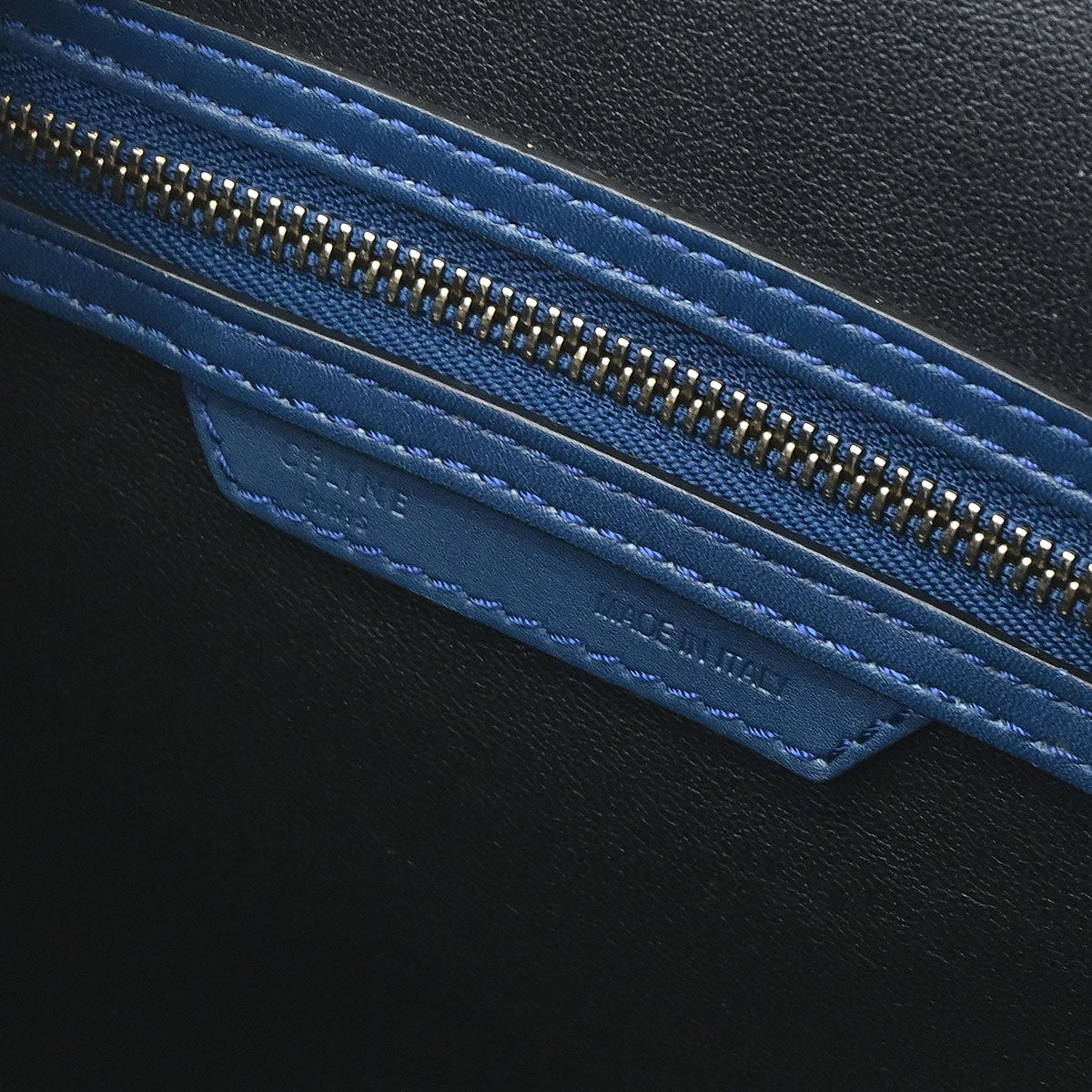 Celine Blue Leather Micro Luggage Tote Bag