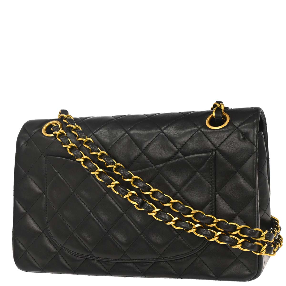 Chanel 1994-1996 Black Lambskin Small Classic Double Flap Shoulder Bag