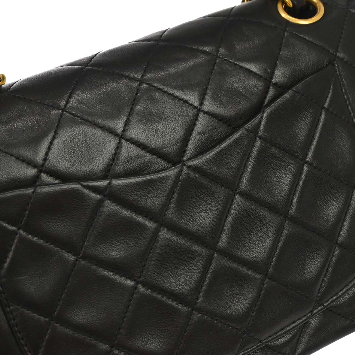 Chanel 1994-1996 Black Lambskin Small Classic Double Flap Shoulder Bag