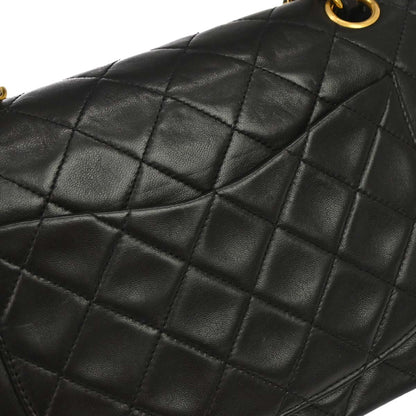 Chanel 1994-1996 Black Lambskin Small Classic Double Flap Shoulder Bag