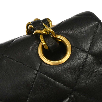 Chanel 1994-1996 Black Lambskin Small Classic Double Flap Shoulder Bag
