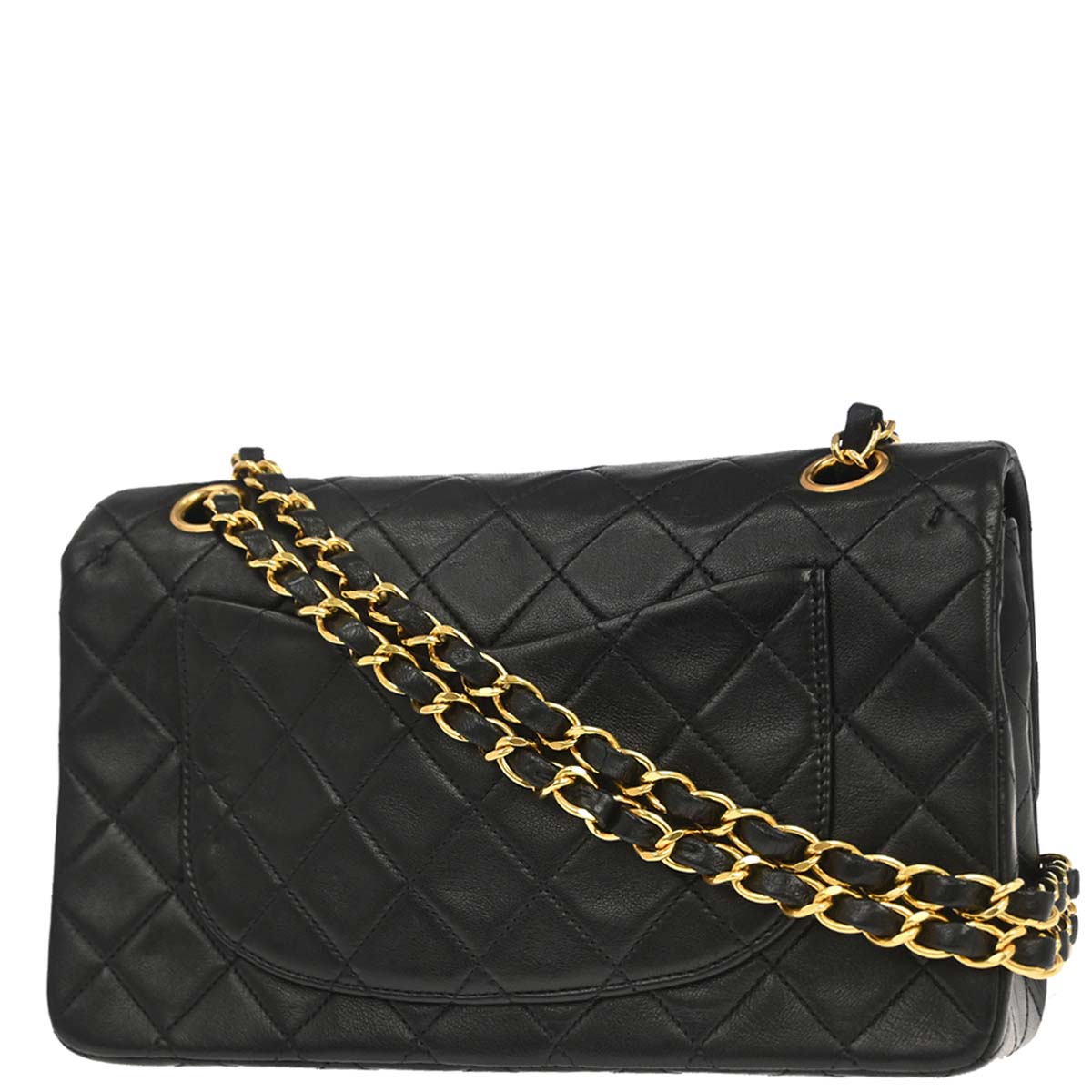 Chanel 1991-1994 Black Lambskin Small Classic Double Flap Shoulder Bag