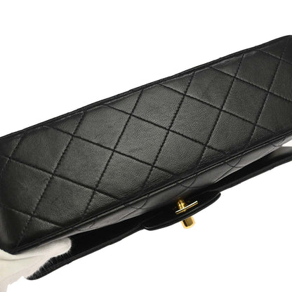 Chanel 1991-1994 Black Lambskin Small Classic Double Flap Shoulder Bag