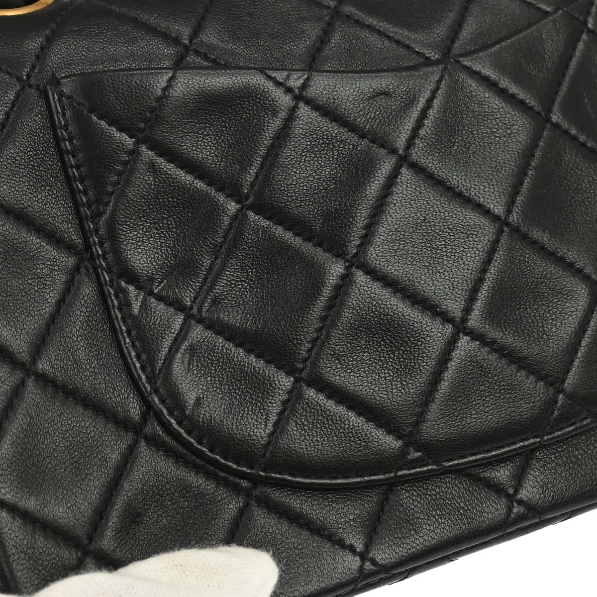 Chanel 1991-1994 Black Lambskin Small Classic Double Flap Shoulder Bag