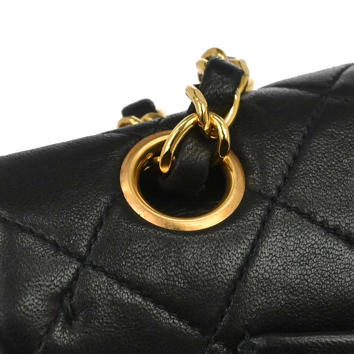 Chanel 1991-1994 Black Lambskin Small Classic Double Flap Shoulder Bag