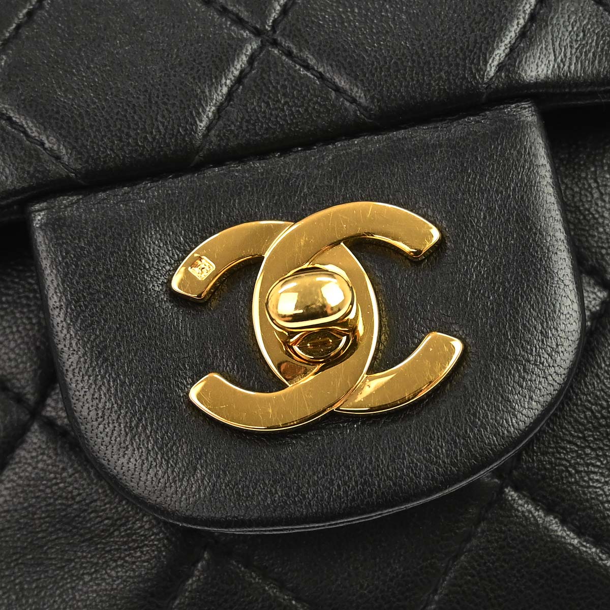 Chanel 1991-1994 Black Lambskin Small Classic Double Flap Shoulder Bag