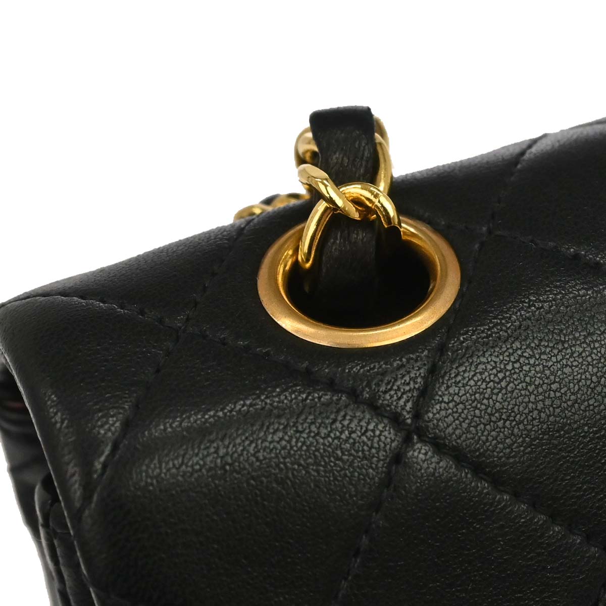 Chanel 1991-1994 Black Lambskin Small Classic Double Flap Shoulder Bag