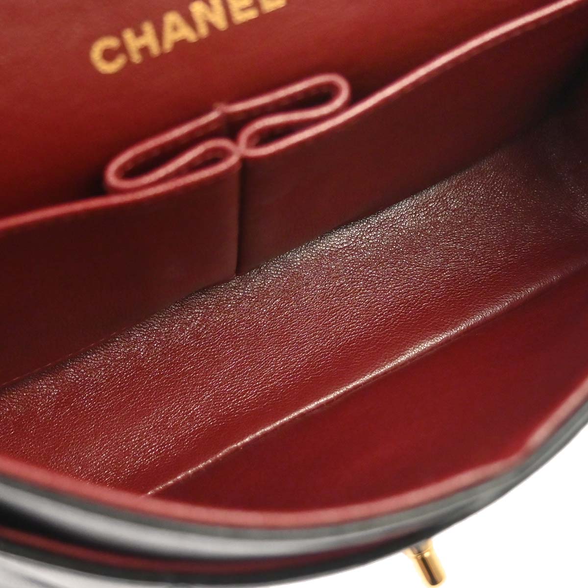 Chanel 1991-1994 Black Lambskin Small Classic Double Flap Shoulder Bag
