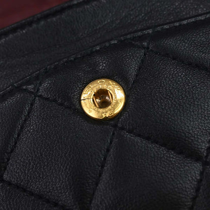 Chanel 1991-1994 Black Lambskin Small Classic Double Flap Shoulder Bag