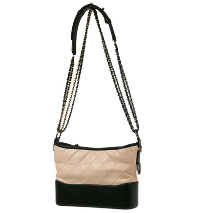 Chanel 2019 Beige Black Calfskin Medium Gabrielle Shoulder Bag