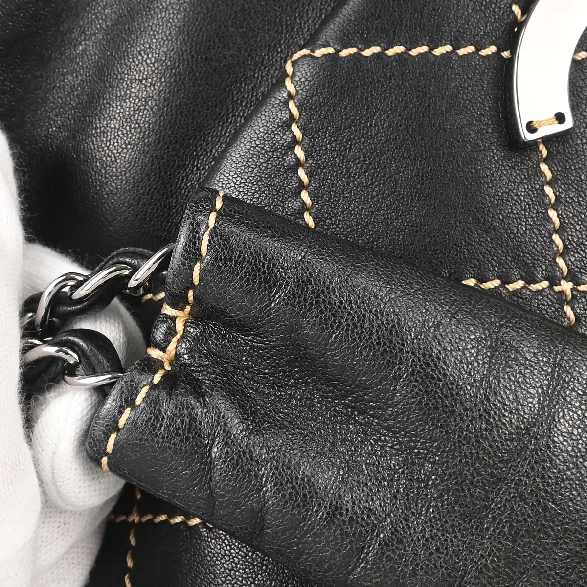 Chanel Black Lambskin Wild Stitch Accordion Flap Bag Shoulder Bag