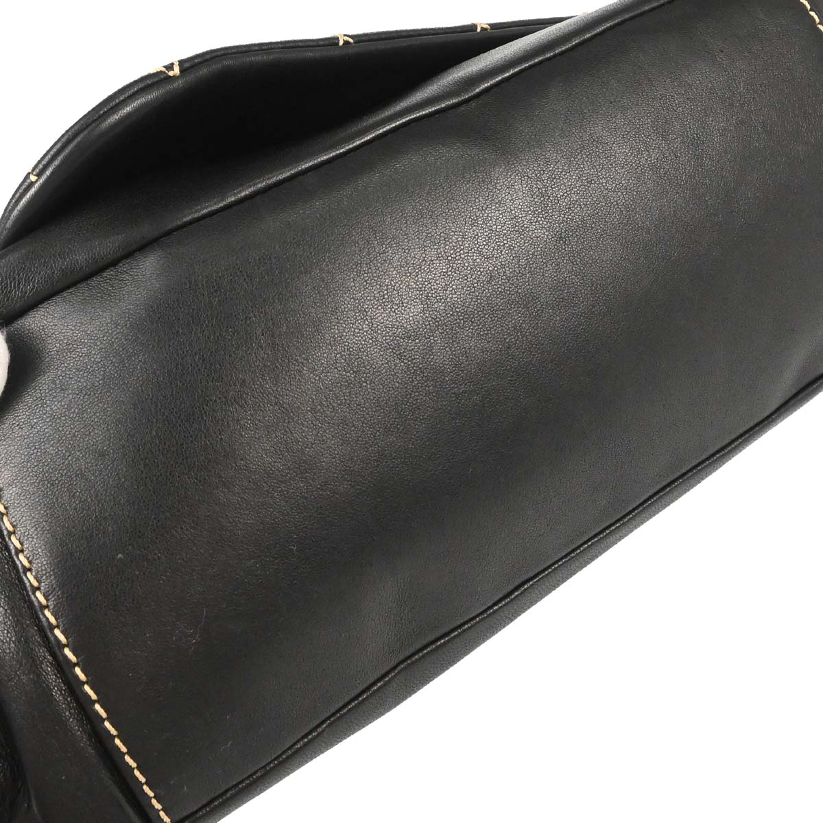 Chanel Black Lambskin Wild Stitch Accordion Flap Bag Shoulder Bag