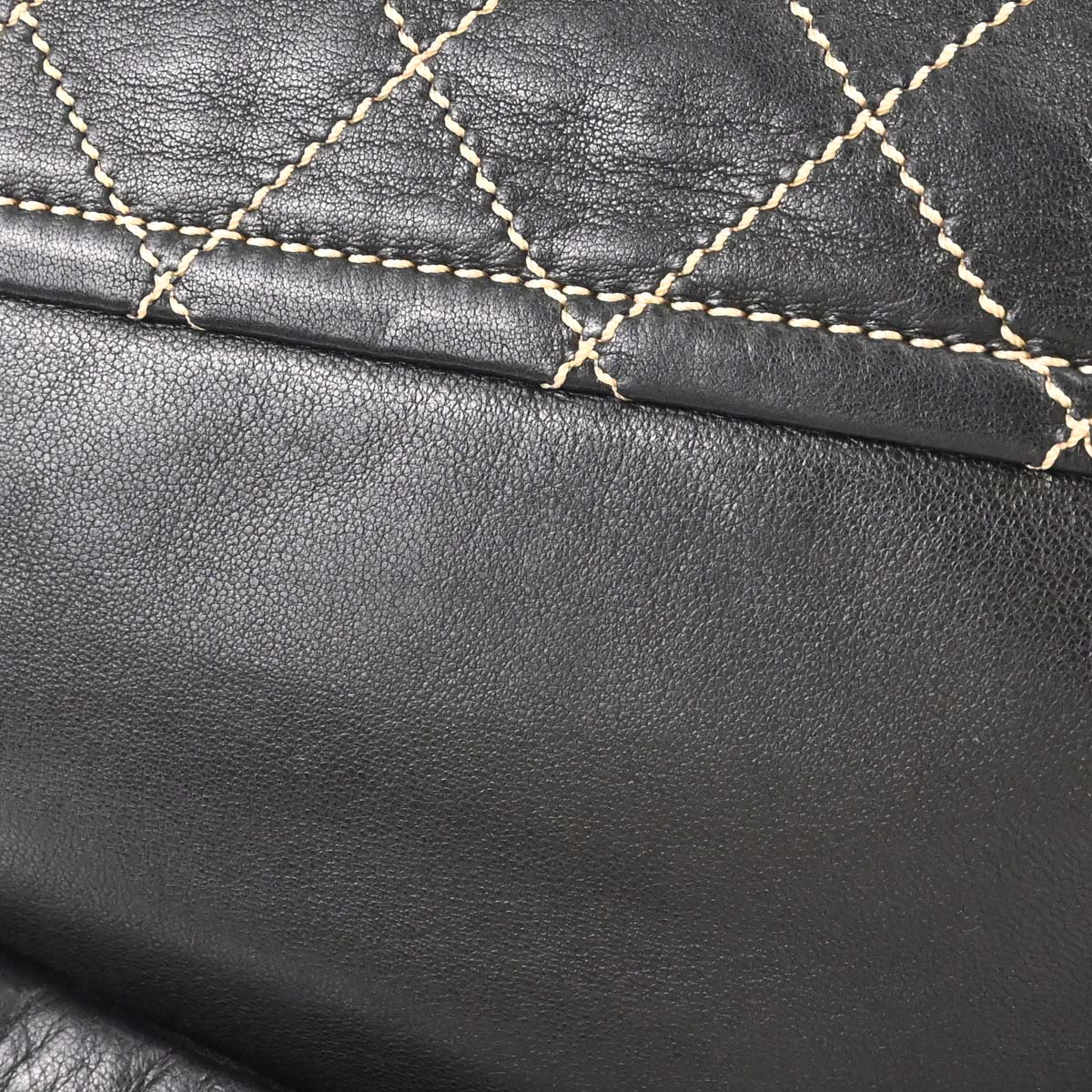 Chanel Black Lambskin Wild Stitch Accordion Flap Bag Shoulder Bag