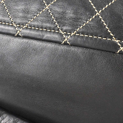 Chanel Black Lambskin Wild Stitch Accordion Flap Bag Shoulder Bag