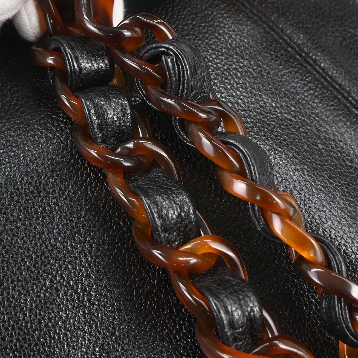 Chanel 1997-1999 Black Calfskin Faux Tortoiseshell Tote Handbag