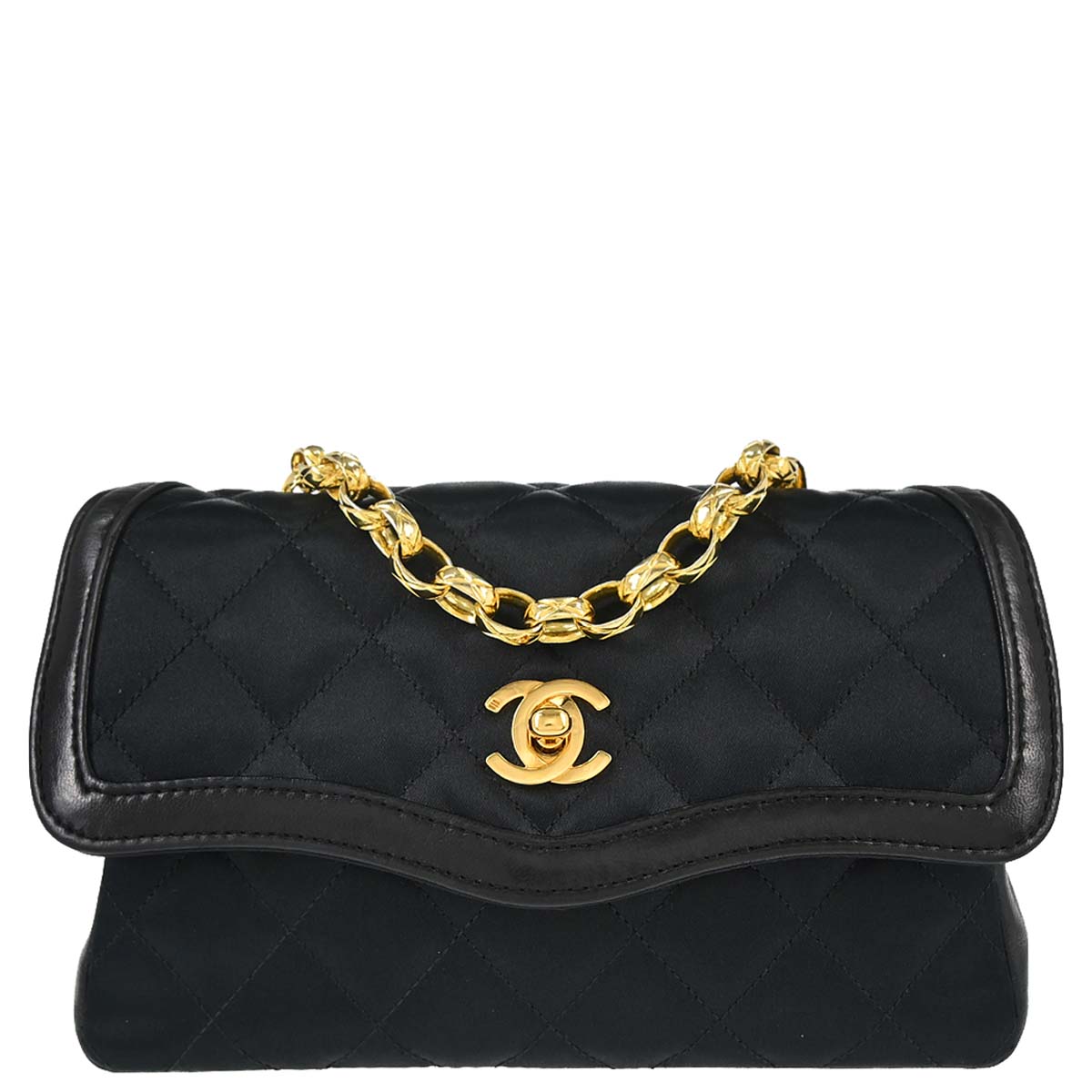 Chanel Black Satin Shoulder Bag