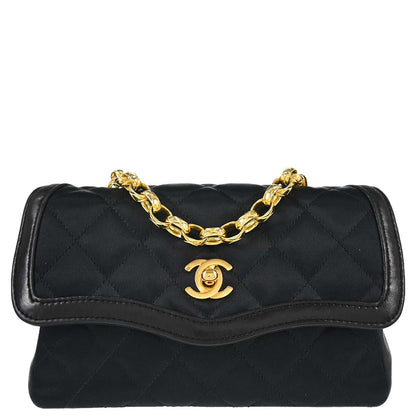 Chanel Black Satin Shoulder Bag