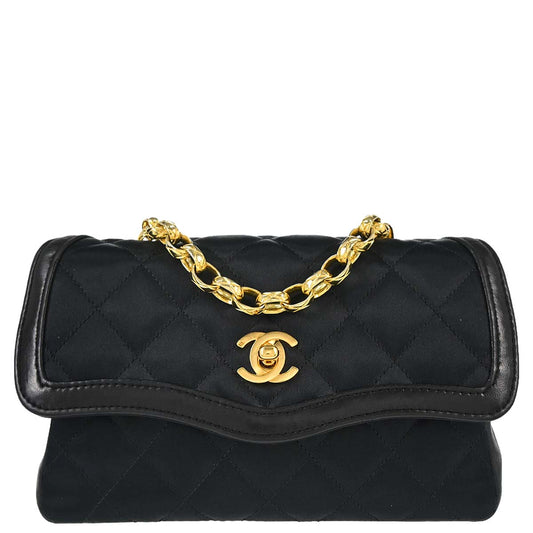 Chanel Black Satin Shoulder Bag