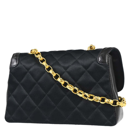 Chanel Black Satin Shoulder Bag