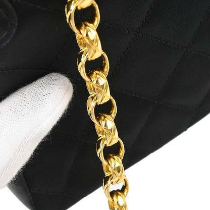 Chanel Black Satin Shoulder Bag