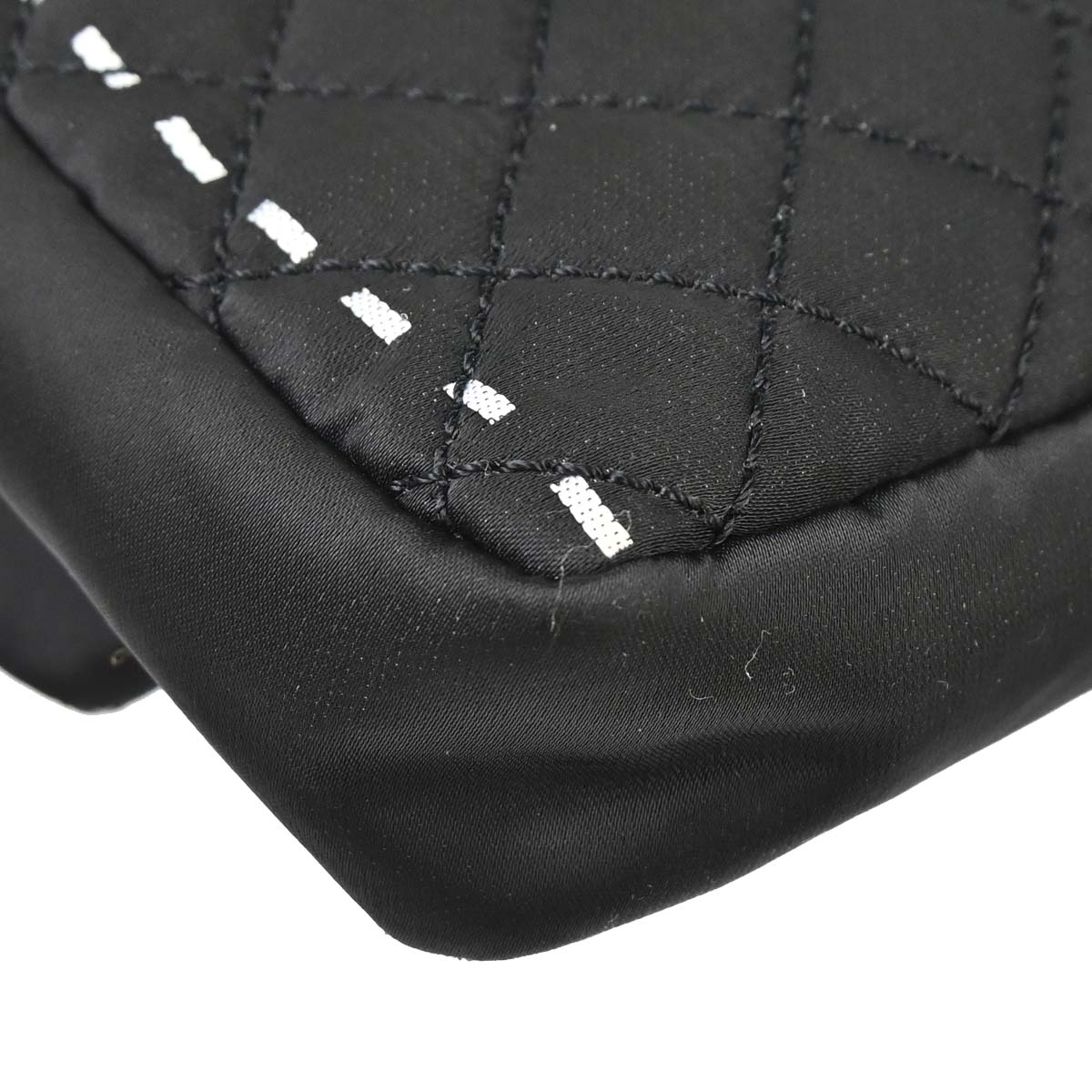 Chanel 2008-2009 Black Satin Logomania Logo Printed Flap Bag