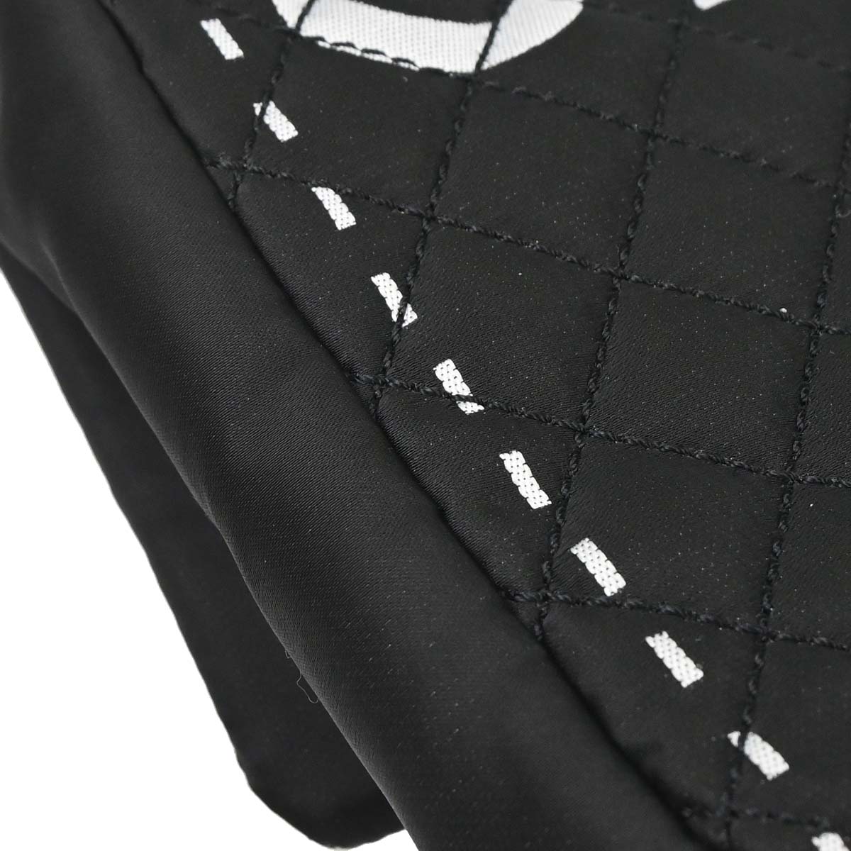 Chanel 2008-2009 Black Satin Logomania Logo Printed Flap Bag
