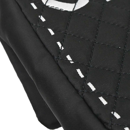 Chanel 2008-2009 Black Satin Logomania Logo Printed Flap Bag