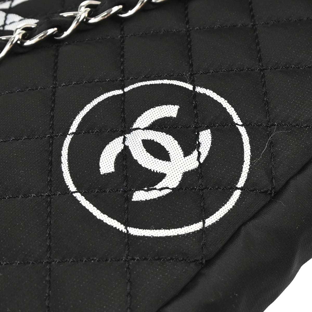 Chanel 2008-2009 Black Satin Logomania Logo Printed Flap Bag