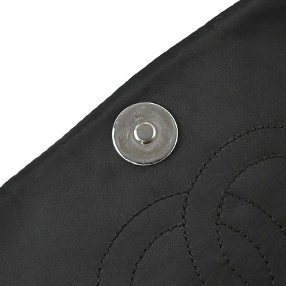 Chanel 2008-2009 Black Satin Logomania Logo Printed Flap Bag