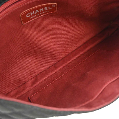 Chanel 2008-2009 Black Satin Logomania Logo Printed Flap Bag