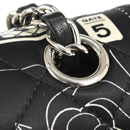 Chanel 2016-2017 Black Satin Airline Medium Classic Double Flap Shoulder Bag