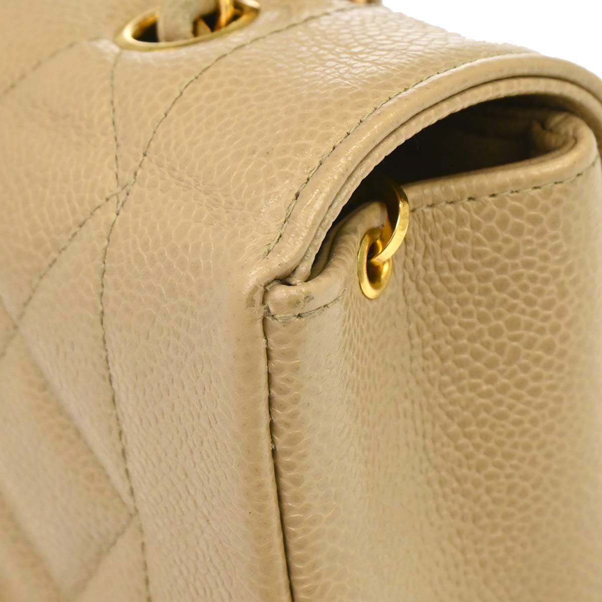 Chanel 1994-1996 Beige Caviar Skin Small Diana Shoulder Bag
