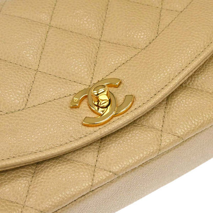 Chanel 1994-1996 Beige Caviar Skin Small Diana Shoulder Bag