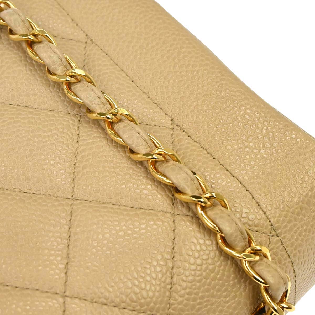 Chanel 1994-1996 Beige Caviar Skin Small Diana Shoulder Bag