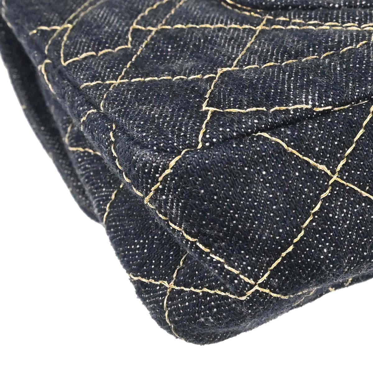 Chanel Navy Sparkling Denim Chain Through Single Flap Shoulder Bag