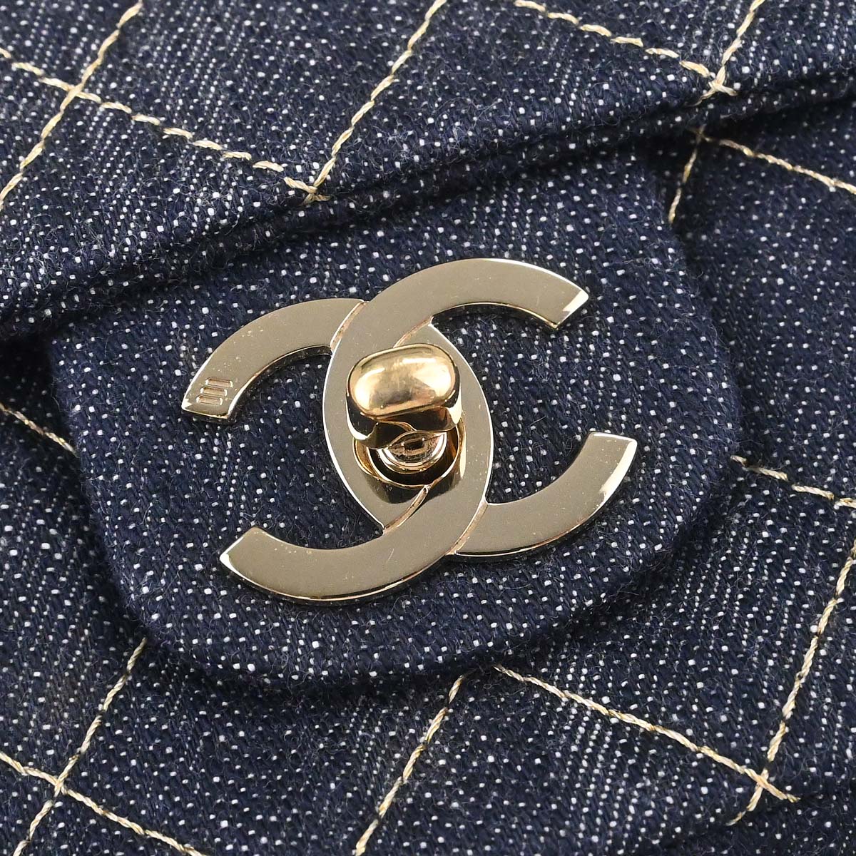 Chanel Navy Sparkling Denim Chain Through Single Flap Shoulder Bag