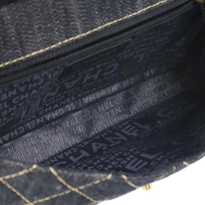 Chanel Navy Sparkling Denim Chain Through Single Flap Shoulder Bag
