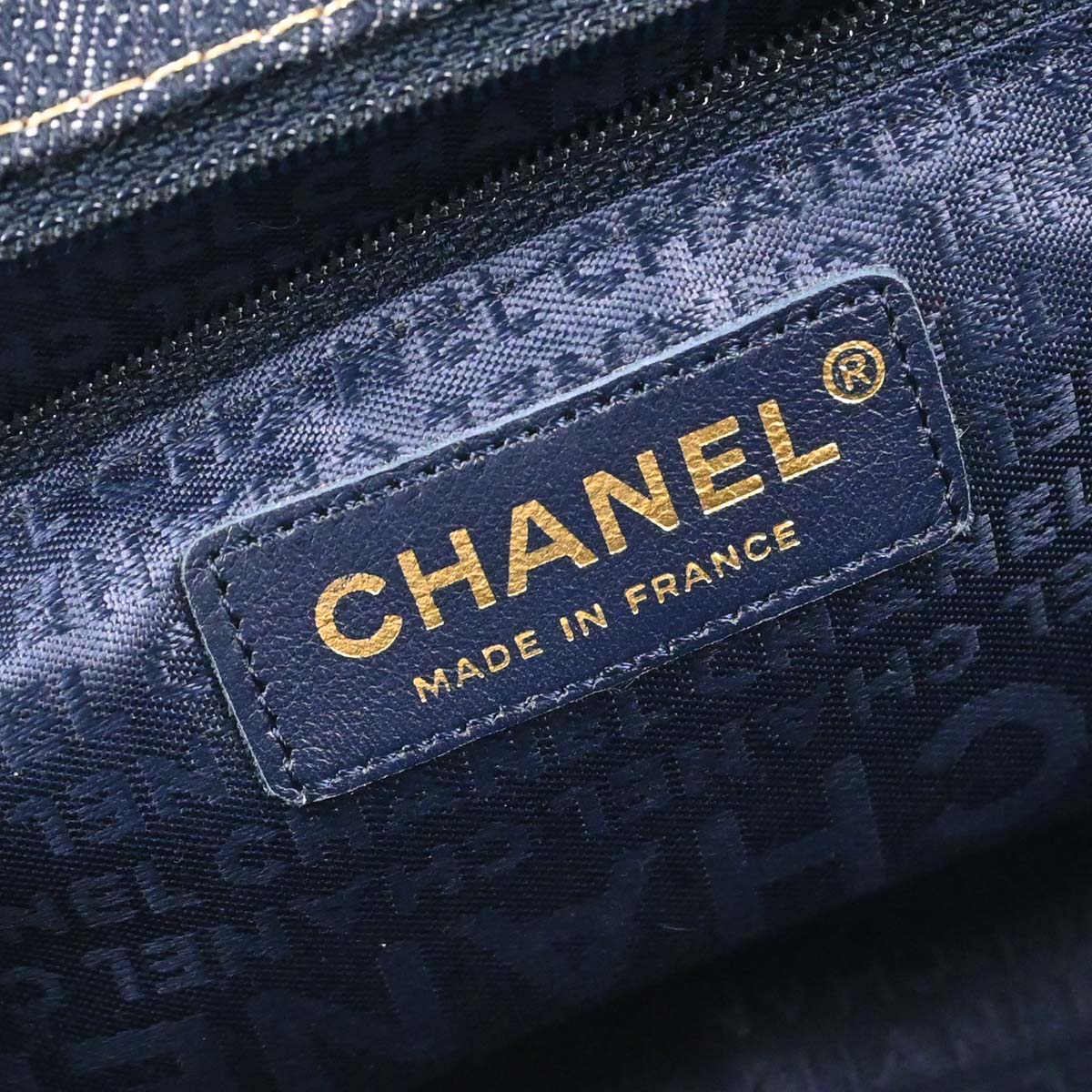 Chanel Navy Sparkling Denim Chain Through Single Flap Shoulder Bag