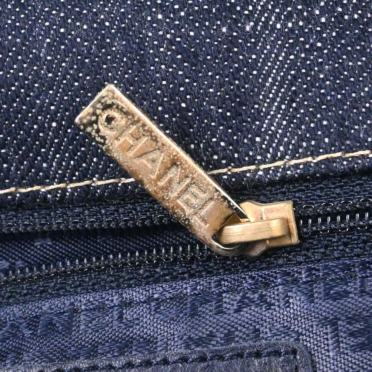 Chanel Navy Sparkling Denim Chain Through Single Flap Shoulder Bag